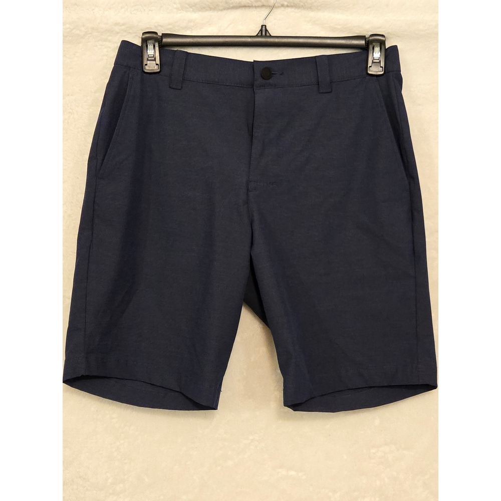 Banana Republic Mens Comfort Flat Front Shorts Navy Blue Stretch Wicking 32 NEW